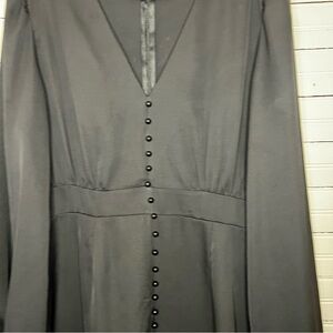 Black Long Sleeved Button Dress